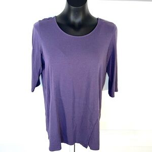 LOST.... J. Jill PureJill Smokey Purple 3/4 Sleeve Wrap Tunic Top Petite M